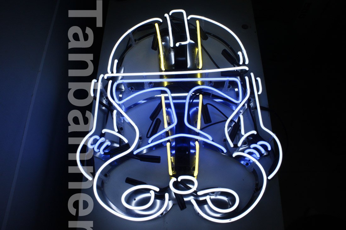 Silver Star wars clone Helmet Neon Sign Light N284C Blue eye