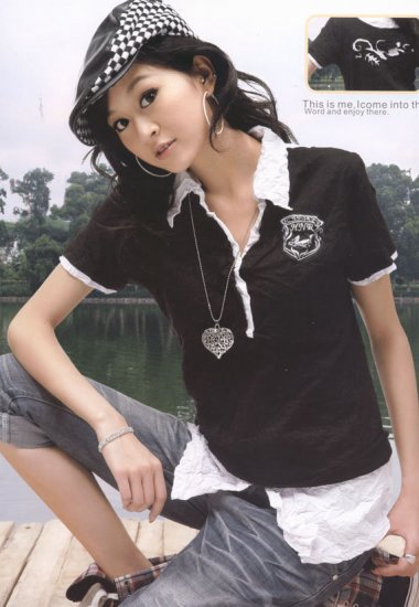 Cotton Top - Black with collar