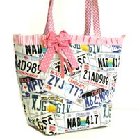 License Plate Purse Pink Ribbon
