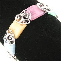 Multi Color Filigree Heart Bracelet.
