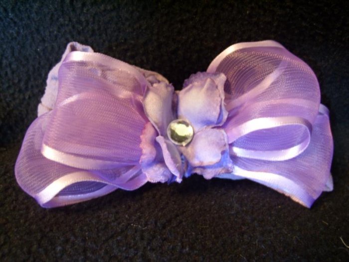 Dark purple flower, purple bow, purple band