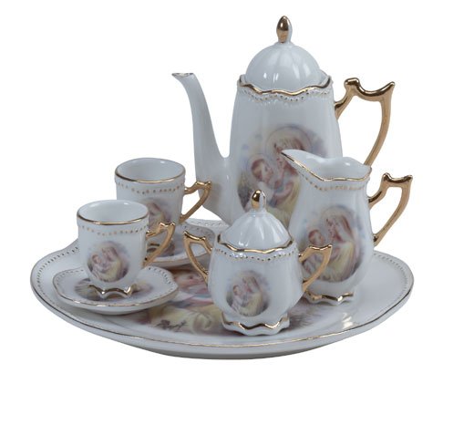 10-Piece Porcelain Madonna & Child Tea Set