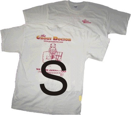 White T-Shirt Small Long Sleeve Old Grout Doctor Design
