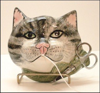 String Holder Grey Tiger Cat Stringholder - Made in England
