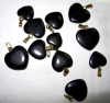 15-20mm black Onyx hearts Gold Bail- qty 1