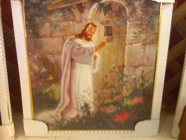 jesus Christ knocking on door poster-framed/with glass