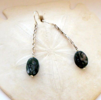 Moss Agate Tablet Earrings