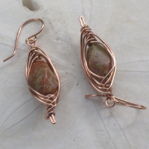 Rose Jasper Earrings in Copper