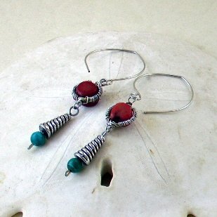 Coral Wrapped Link Earrings