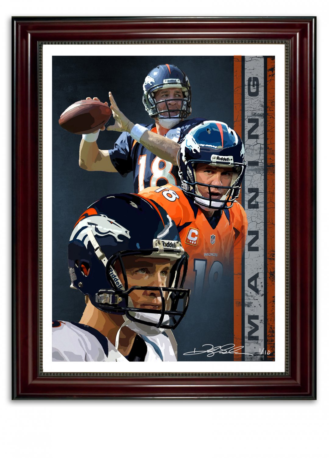 PEYTON MANNING Denver Broncos Artist Signed Limited Edition Lithograph