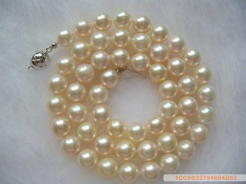 Sea Water Pearl Necklace 7-7.5 mm White with Pink