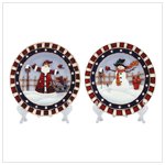 Christmas Plate Set With Display Stands