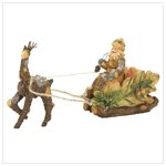 Wood Cut Santa with Reindeer