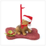 Christmas Puppy with Bone Ornament