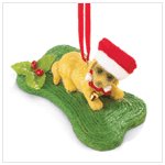 Christmas Puppy with Bone Ornament