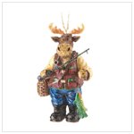 Moose with Fishing Pole Ornament
