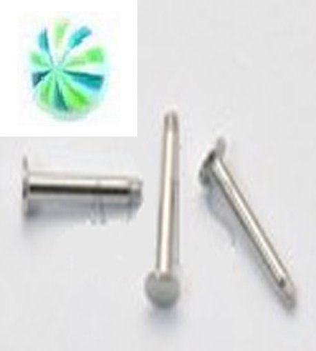 14g Stripe Green,White Blue /S.S. Steel Labret