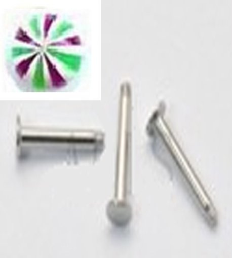 14g Stripe Green,Purple /S.S. Steel Labret