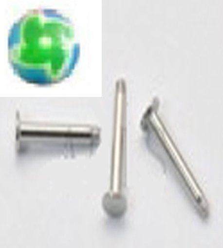 14g Blue & Green Windmill/S.S. Steel Labret