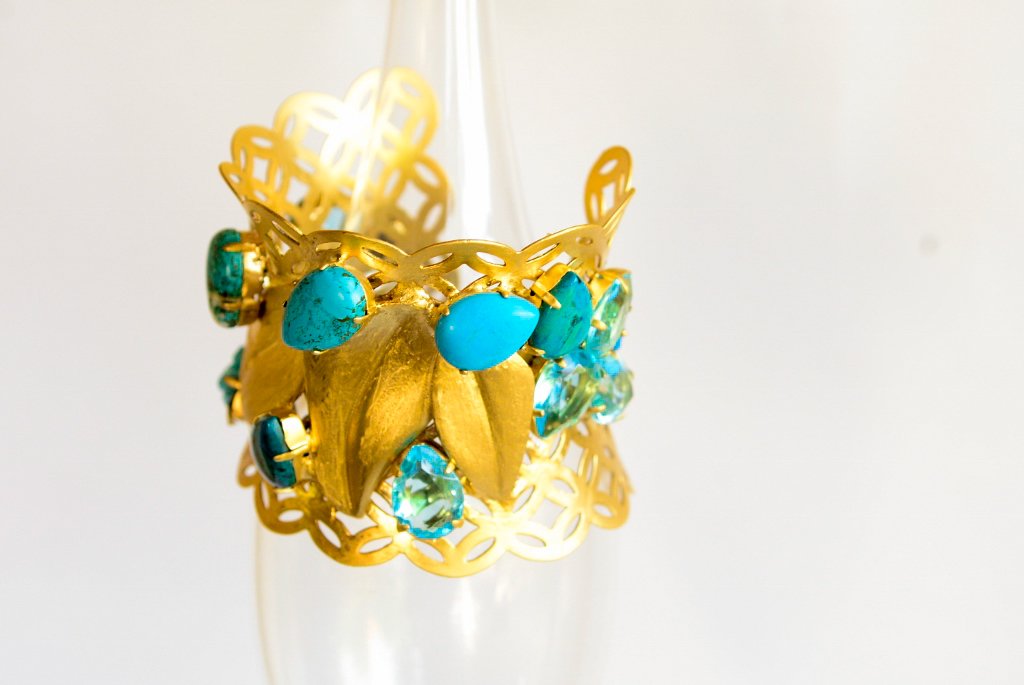 Unique one of a kind bracelet - Greek Goddesses gold bracelet, Turquoise bracelet,