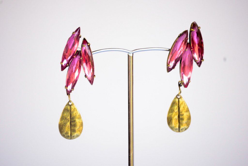 Amazing Vintage Post Earrings - Pink Earrings - Elegant Crystal Earrings - Bridesmaids Earrings -
