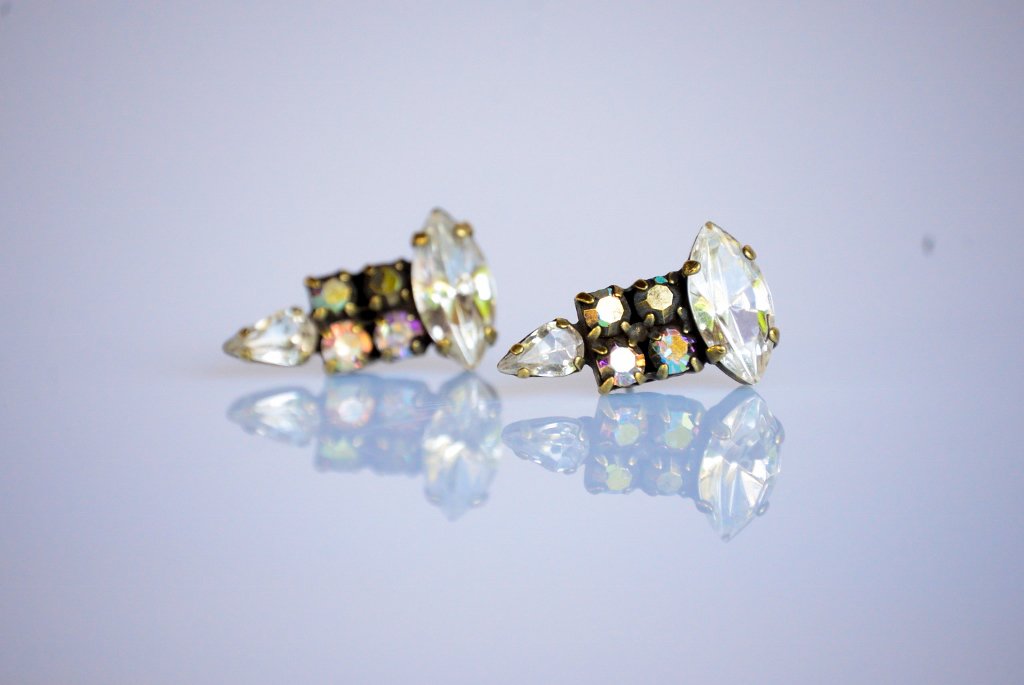 Elegant Markiz Swarovski Post Earrings - Crystal Earrings - Bridesmaid Earrings