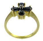 Genuine Sapphire & Diamond with 9k Yellow Gold Ring