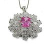 925 Silver With Created Pink Sapphire, Diamond Pendent