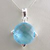 925 Silver With Blue Topaz CZ Pendant