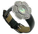 Royal Crown Flora CZ Black Jewel Watch