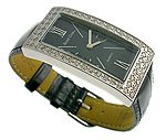 Modern CZ Black Genuine Leather Jewel Watch