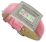 Romance CZ Pink Genuine Leather Jewel Watch