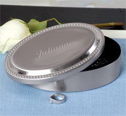 Brushed Oval Beaded Jewelry Box