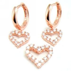 Rose Gold Plated Cz Heart Earring And Pendant Set