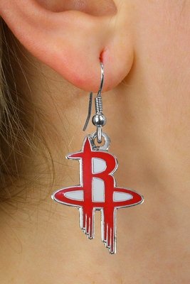 SWW20991E - HOUSTON ROCKETS SILVER TONE FISH HOOK EARRINGS