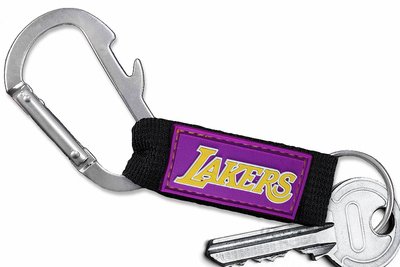 SWW21043KC - LOS ANGELES LAKERS LOGO CARABINER WITH BOTTLE OPENER AND KEY CHAIN