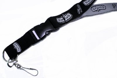 SWW21146LY - NBA SAN ANTONIO SPURS BLACK AND GREY WOVEN FABRIC NECK LANYARD WITH CLIP AND KEY RING