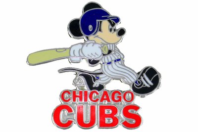 SWW21007P - SILVER TONE CHICAGO CUBS AND MICKEY MOUSE LOGO LAPEL PIN