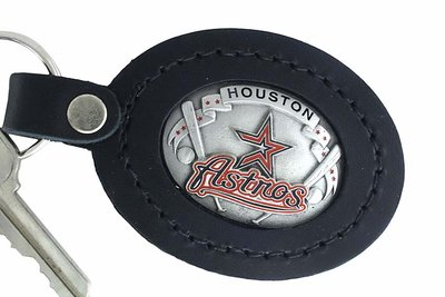 SWW15128KC - HOUSTON ASTROS GENUINE BLACK LEATHER FRAMED KEY CHAIN