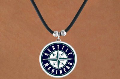 SWW14823N - SEATTLE MARINERS BLACK CORD LOGO NECKLACE