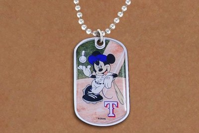 SWW21016N - TEXAS RANGERS MLB TEAM WITH MICKEY MOUSE ON DOG TAG PENDANT