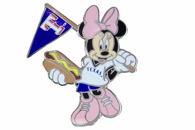 SWW21004P - SILVER TONE TEXAS RANGERS AND MINNIE MOUSE LOGO LAPEL PIN