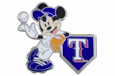 SWW21003P - SILVER TONE TEXAS RANGERS AND MICKEY MOUSE LOGO LAPEL PIN