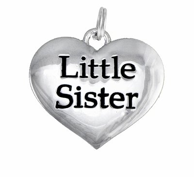 SW W1296SC - POLISHED SILVER TONE "LITTLE SISTER" HEART CHARM