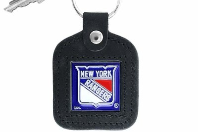SWW15976KC - NEW YORK RANGERS GENUINE BLACK LEATHER FRAMED KEY CHAIN