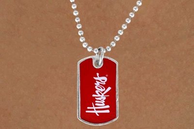 SWW13817N - LICENSED UNIVERSITY OF NEBRASKA "HUSKERS" DOG TAG LOGO NECKLACE