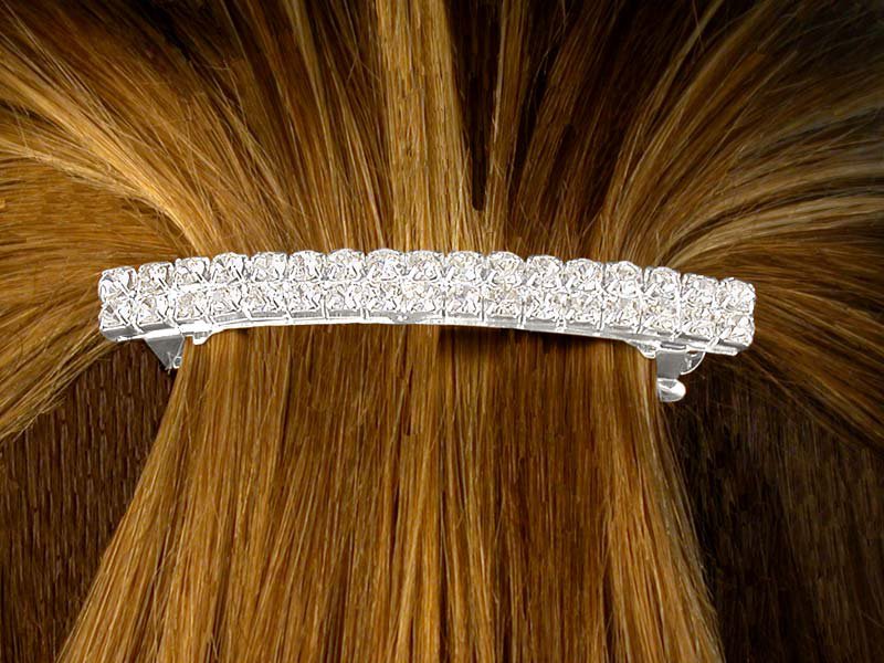 SWW10088HJ - GENUINE AUSTRIAN CRYSTAL DOUBLE-ROW HAIR CLIP