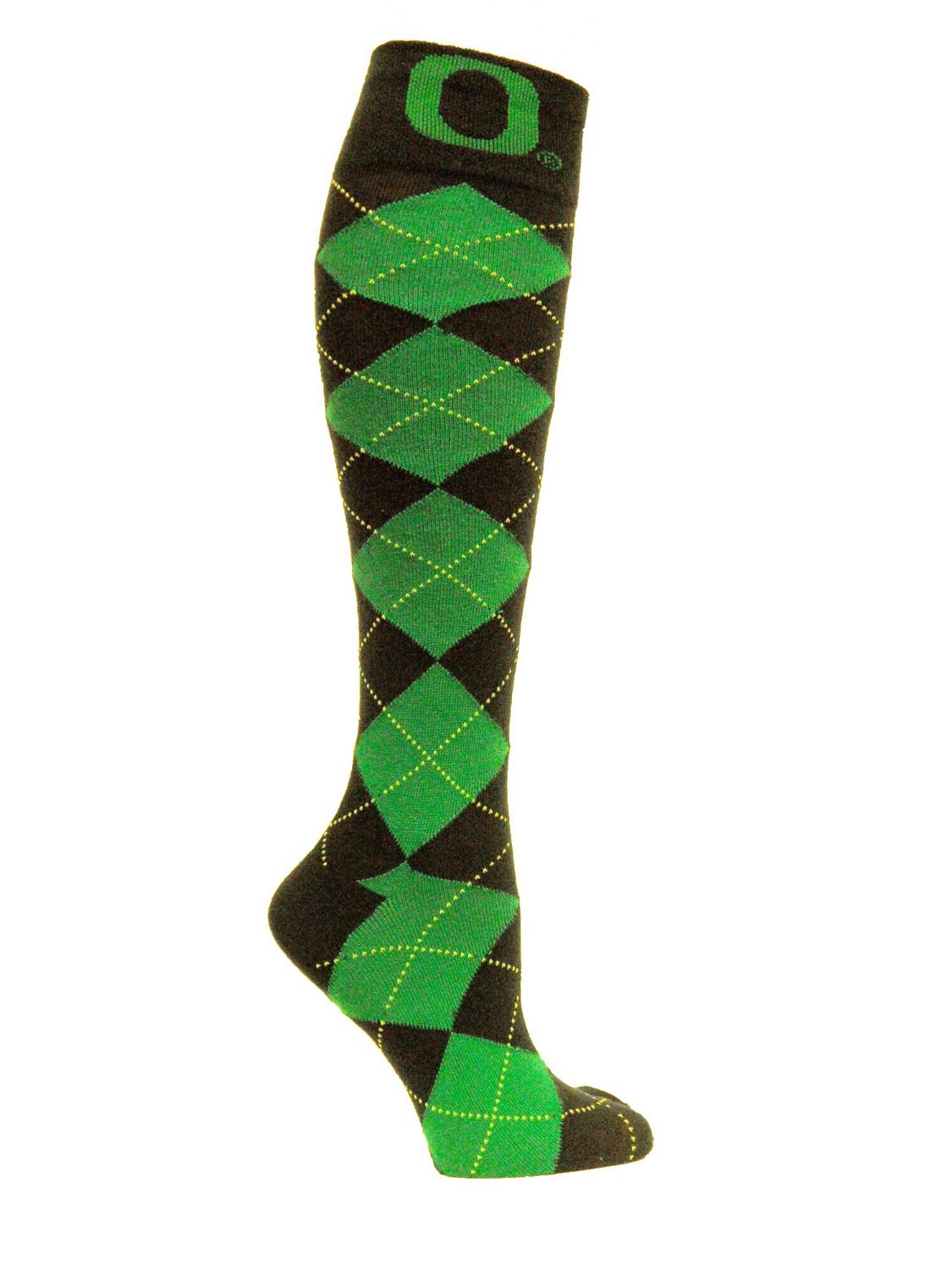 SZ One Size NCAA Oregon Ducks Argyle Dress Socks, Black/Green - SWAZC