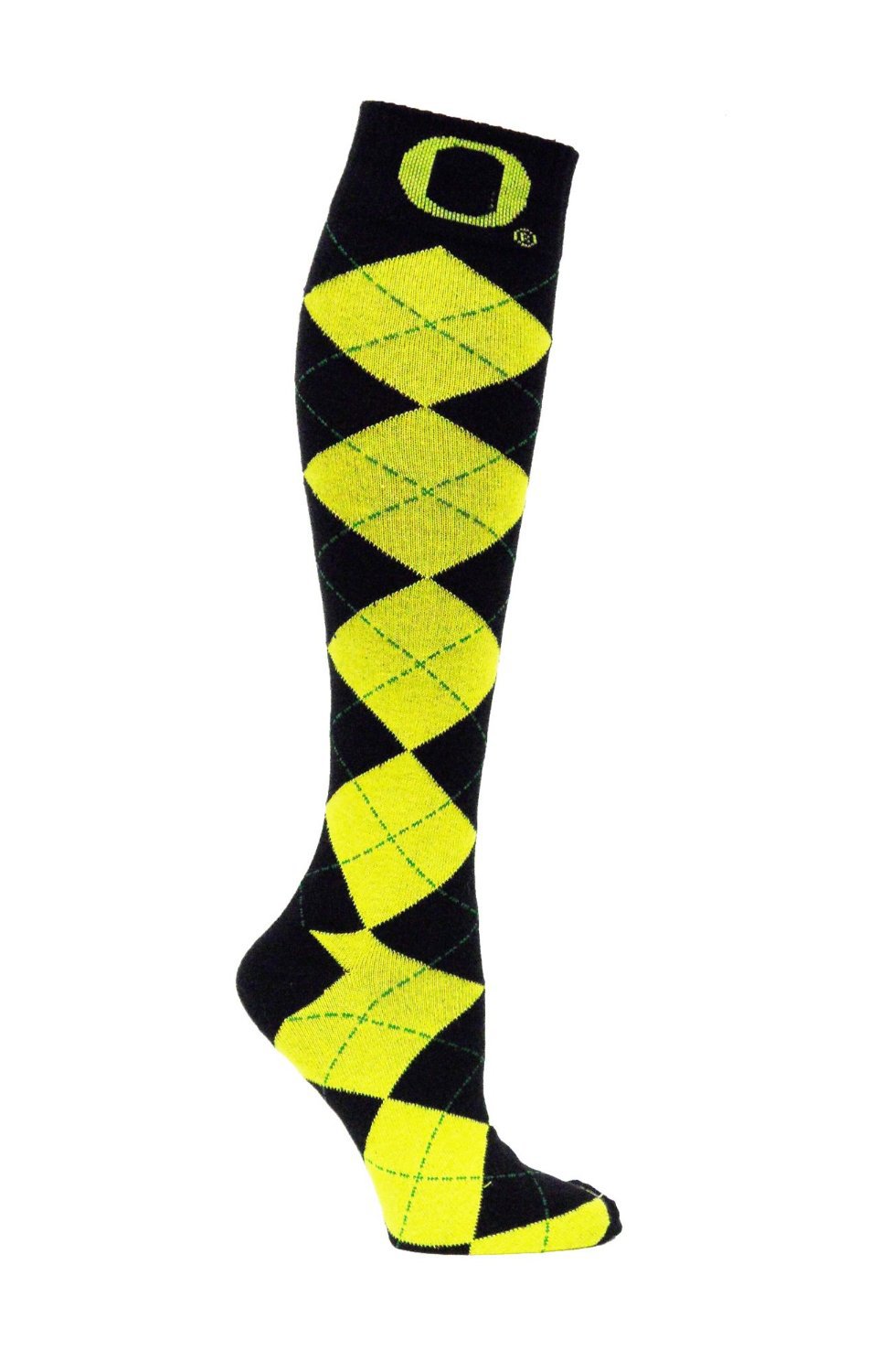 SZ One Size NCAA Oregon Ducks Argyle Dress Socks, Black/Yellow - SWAZC