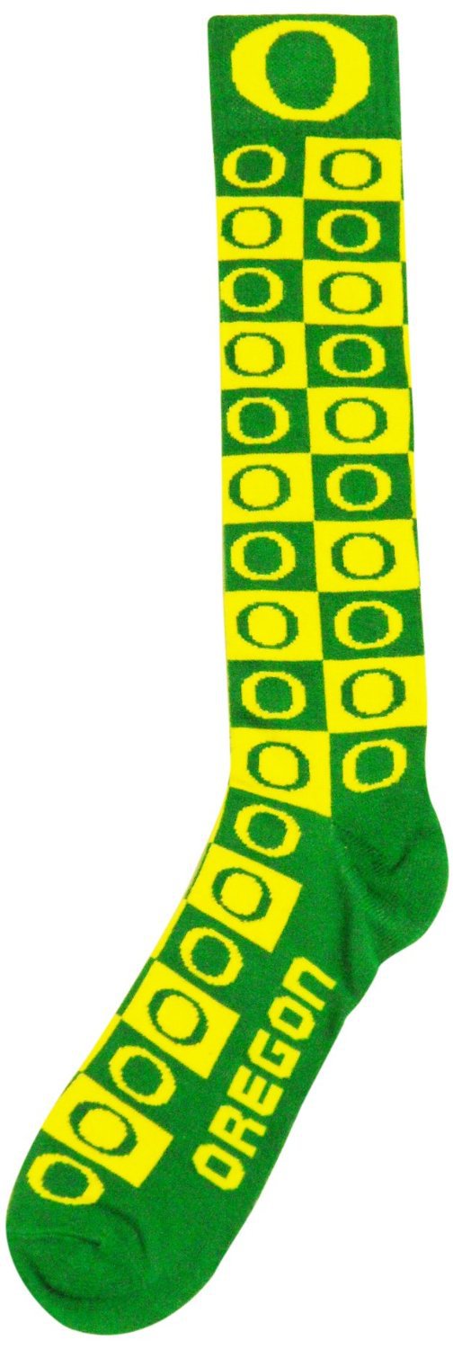 SZ One Size NCAA Oregon Ducks Checkerboard Pattern Dress Socks - SWAZC